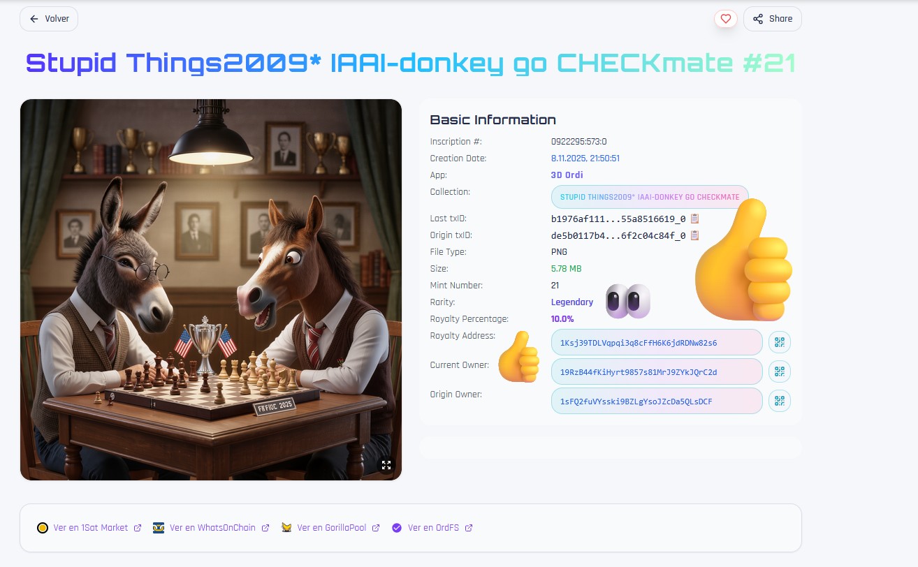 Stupid Things2009* IAAI-donkey go CHECKmate ♟️🫏🤪
#21 / 6.9 + 0.69 BSV 👇👇🍻
@Bsvcrypto Thank you so mu…