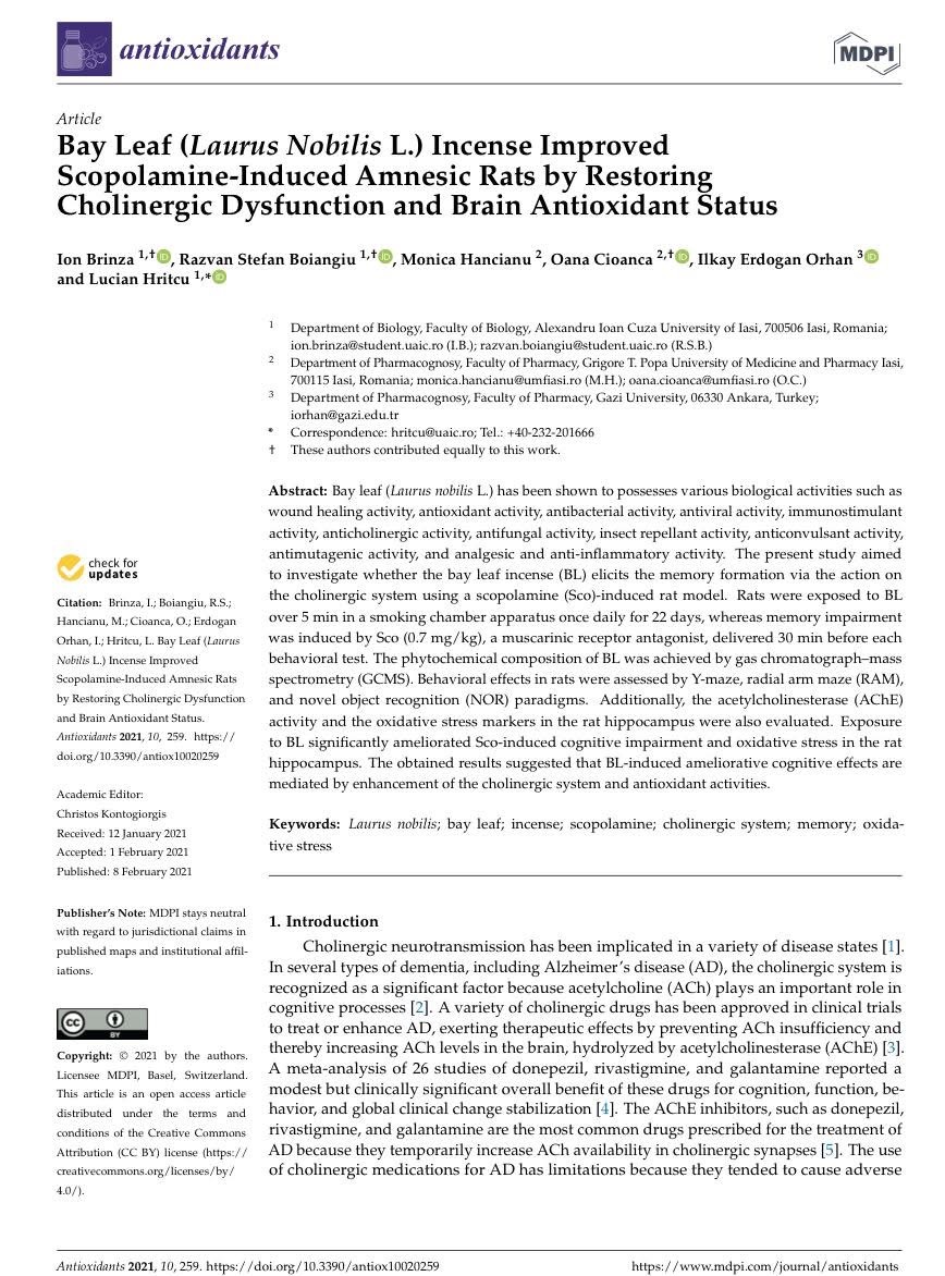Bay Leaf Brain Anti Oxidant research 🤓🌳💧⚡️
https://www.desrosiers.international/product-page/laurel-…