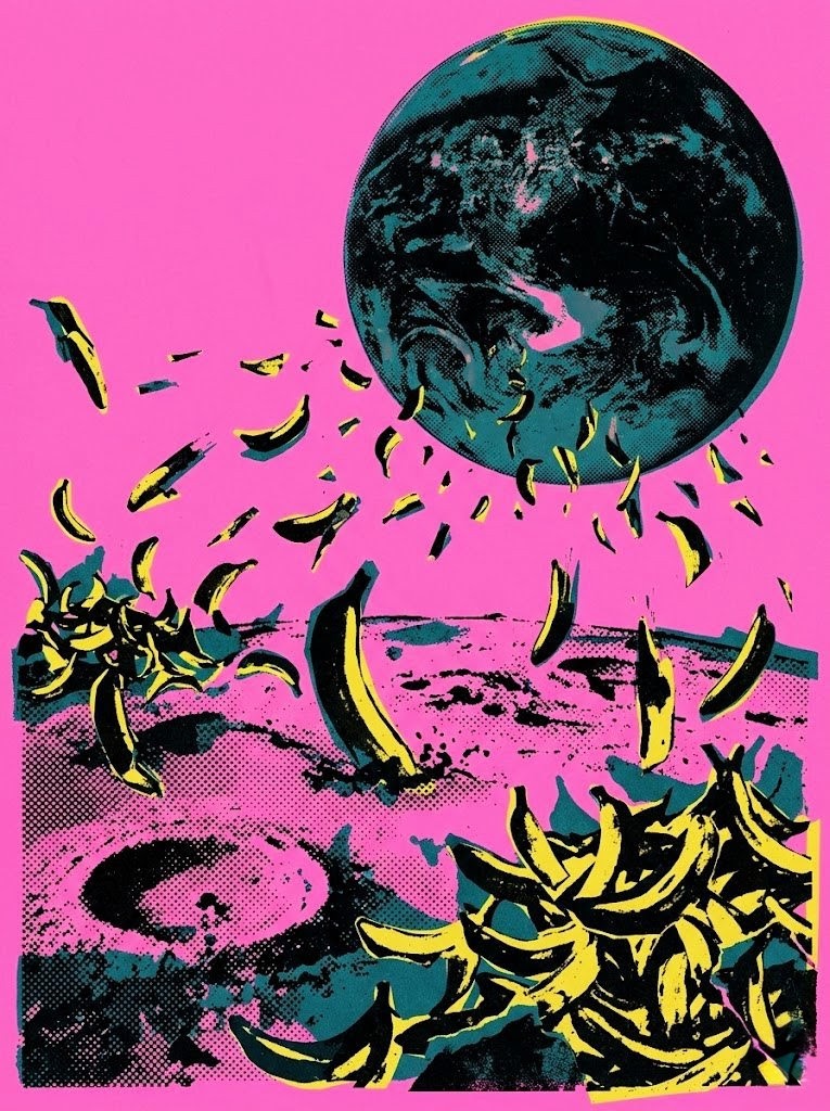 Banana Apocalypse on the moon with the view of the earth .
HAVE A GOOD DAY !