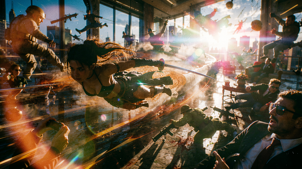 This image captures the scenery, character, opponents, time of day and colorgrading, it has all the…