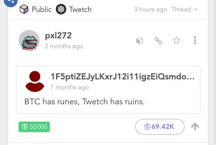 the starting point was a twetch post. branch and replies are treechat posts (as I see them on whats…