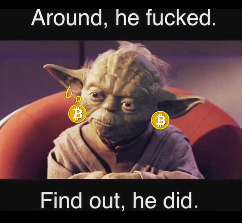 !edit give him small gold earrings in the shape of bitcoin