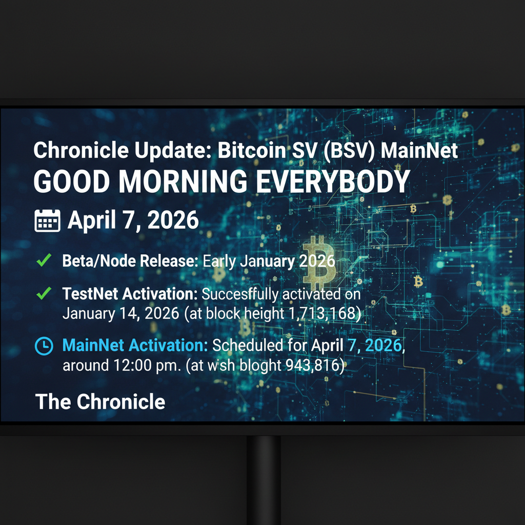 Good morning everybody.   The Chronicle update for the Bitcoin SV (BSV) MainNet is scheduled for Ap…