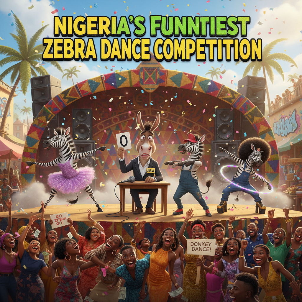Nigeria’s Funniest Zebra Dance Competition”
Mr Donkey accidentally becomes a judge in a ridiculous …