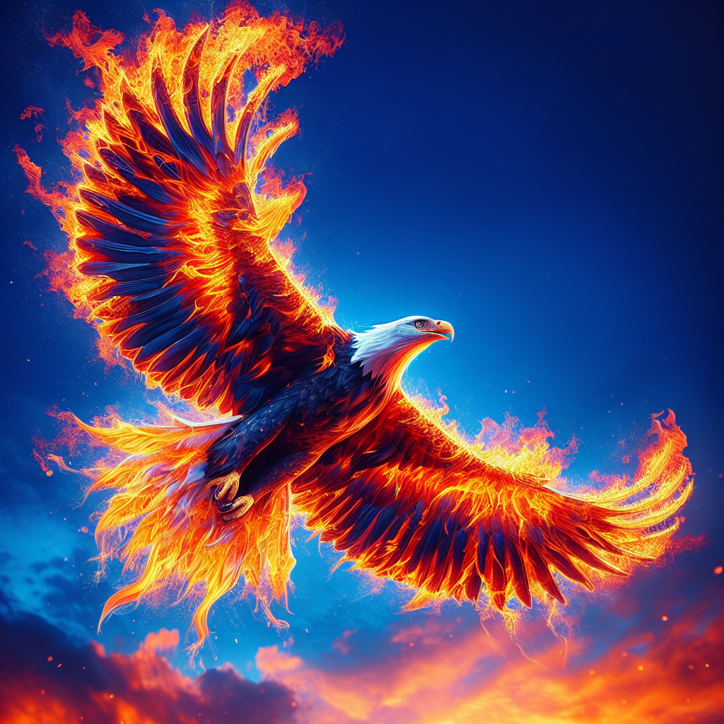 !dalle eagle with wings on fire
