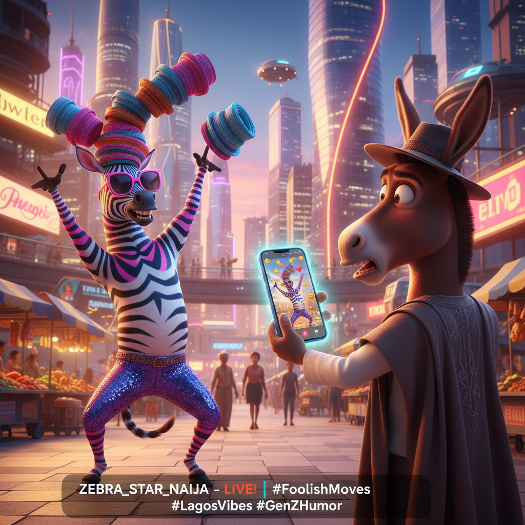 “Donkey Meets Internet Famous Zebra”
A viral Nigerian zebra influencer dances foolishly for social …