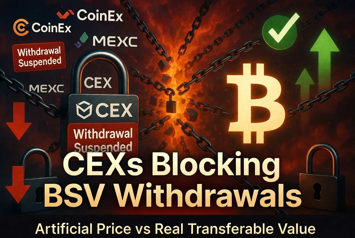 CEXs Are Blocking Bitcoin (SV) Withdrawals — But Their Strategy Is Starting to Backfire

It is not …