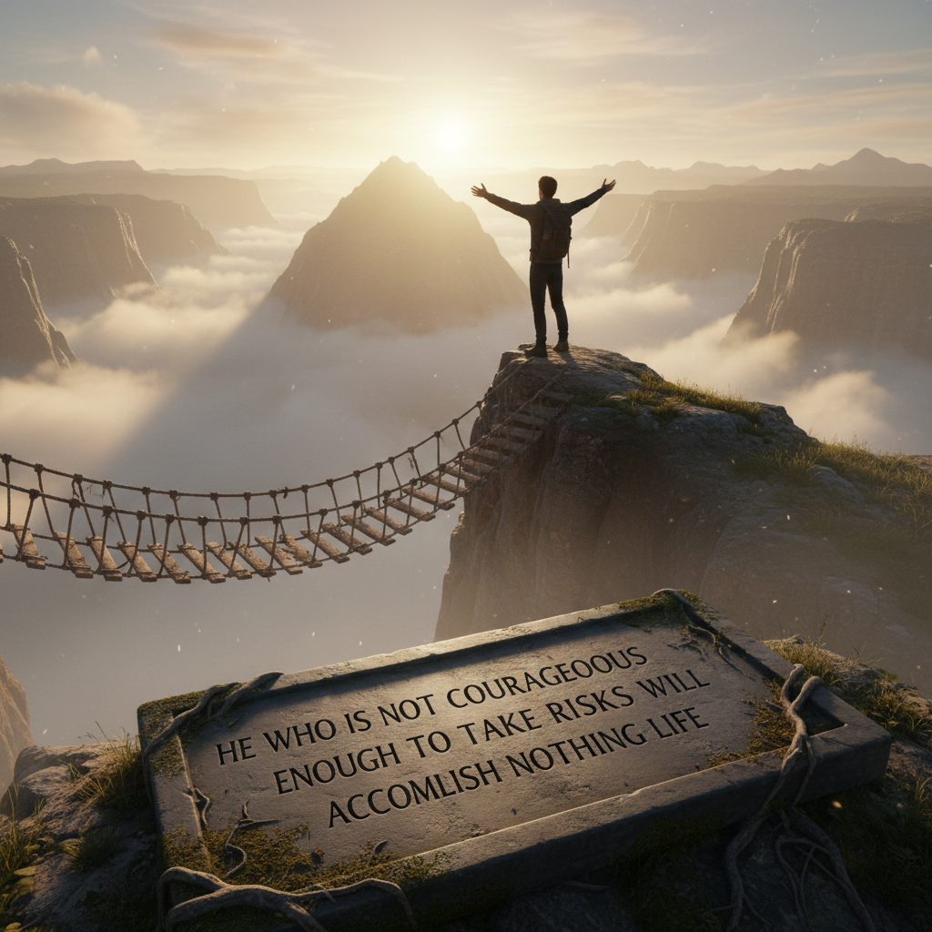 !nb He who is not courageous enough to take risks will accomplish nothing in life