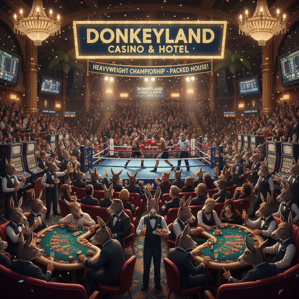The Donkeyland Casino and Hotel was packed tonight for the boxing match.  !nb