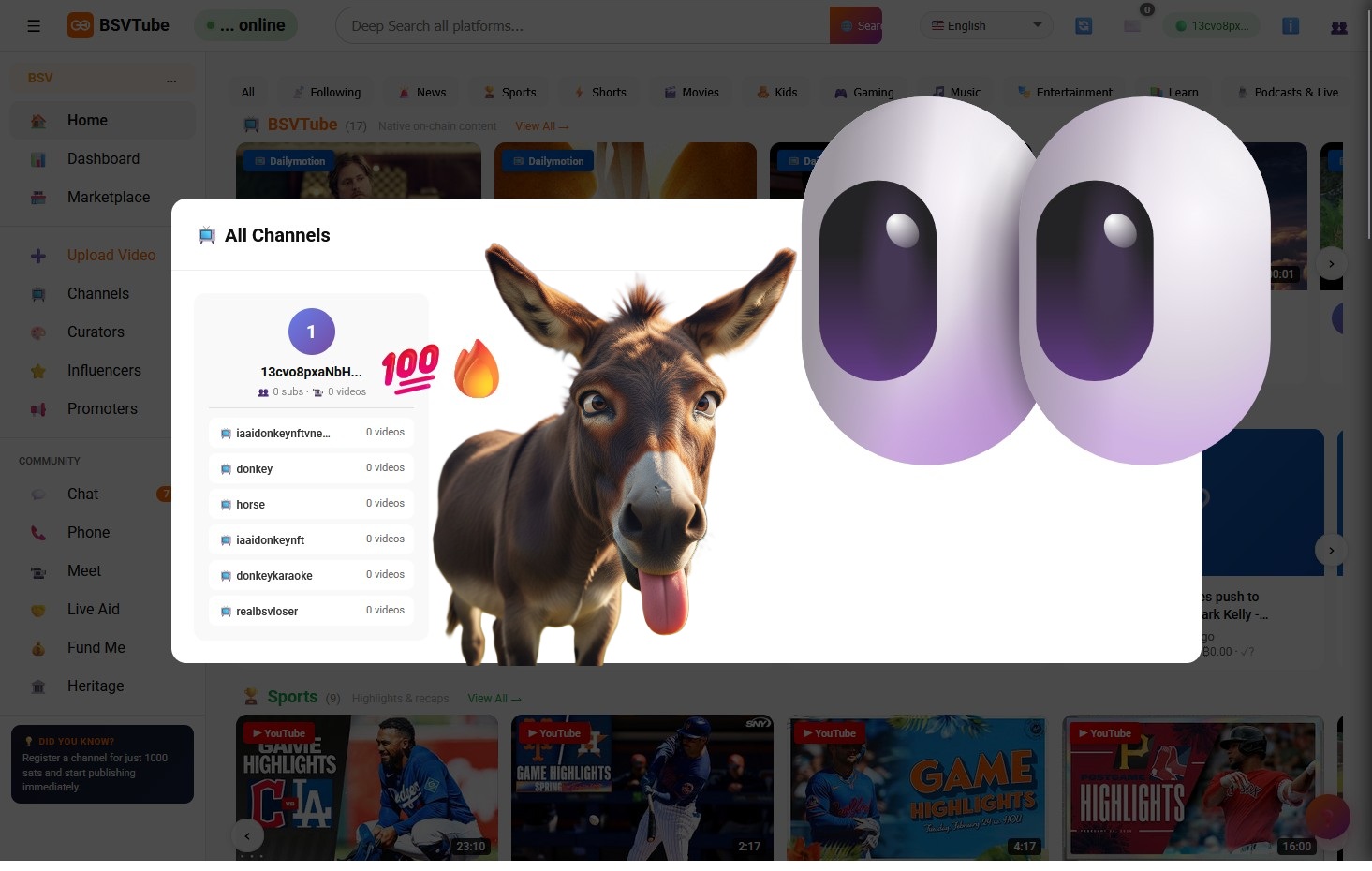 Crazy site. Sometimes something's there, then it's gone. Then it's there again. And today Donkey's …