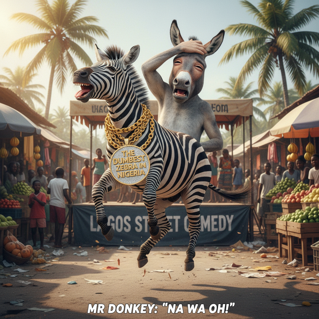 The Dumbest Zebra in Nigeria”
A zebra wearing flashy gold chains performs the funniest dance ever w…