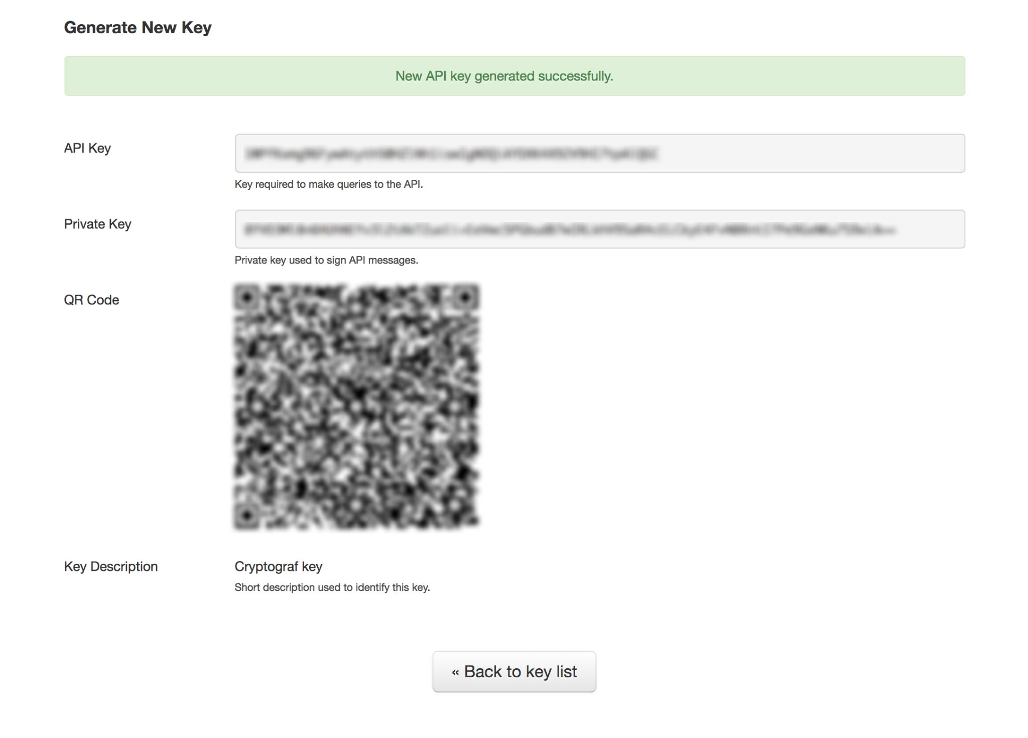 Save your API Key and Secret in a safe place for future use.