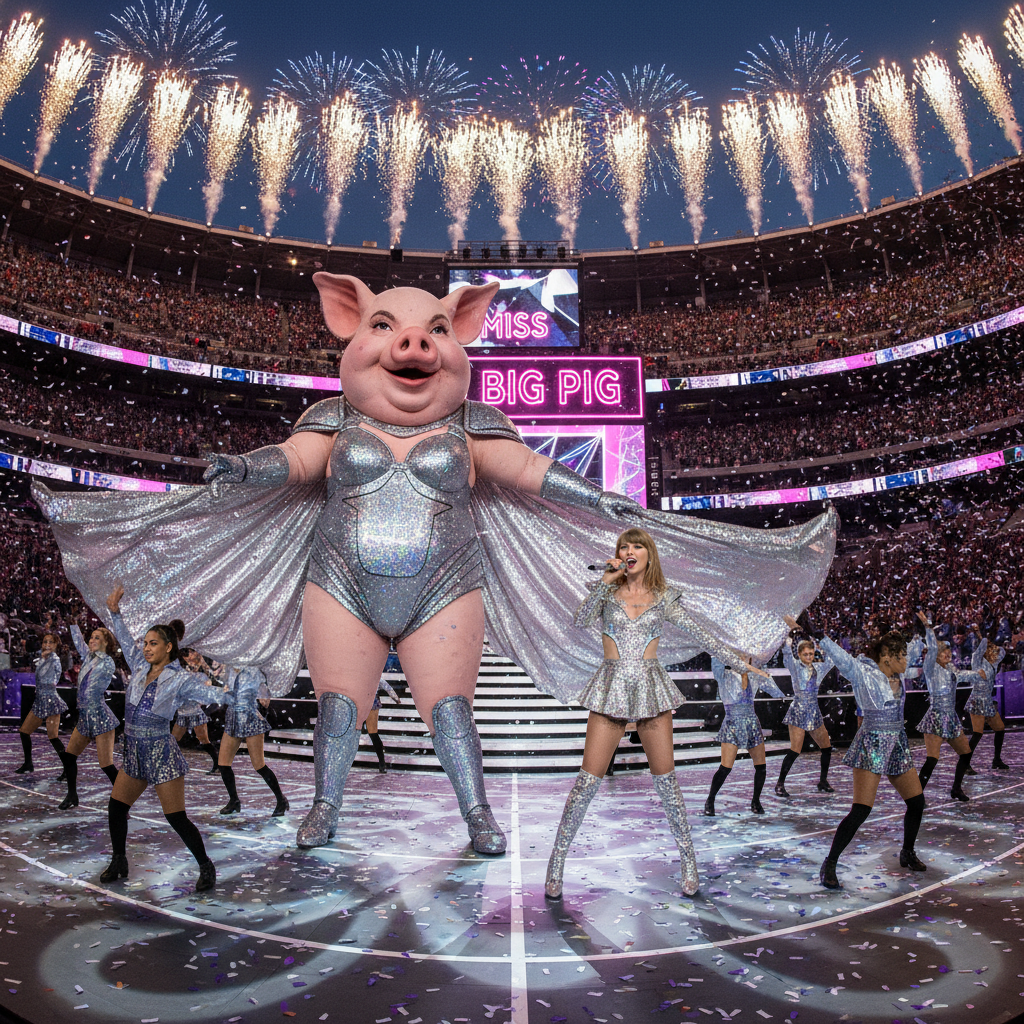 Sex goddess miss big pig and pop diva Taylor swift sing and dance at superbowl half time show !nb