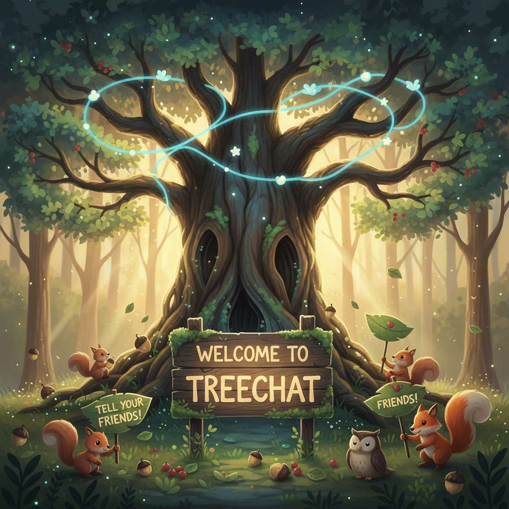 Welcome to Treechat.
Tell your friends! !nb