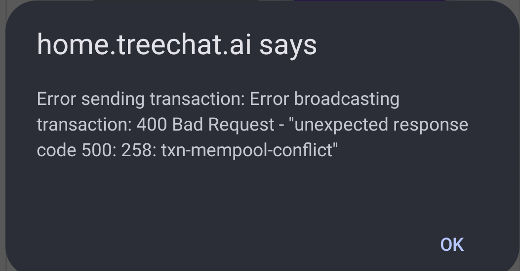 Getting this error when attempting a manual tx with shuallet.