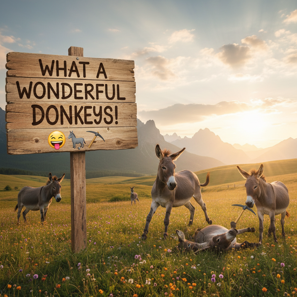 !nb What a wonderful world. Donkeys! 🤪🫏⛏️