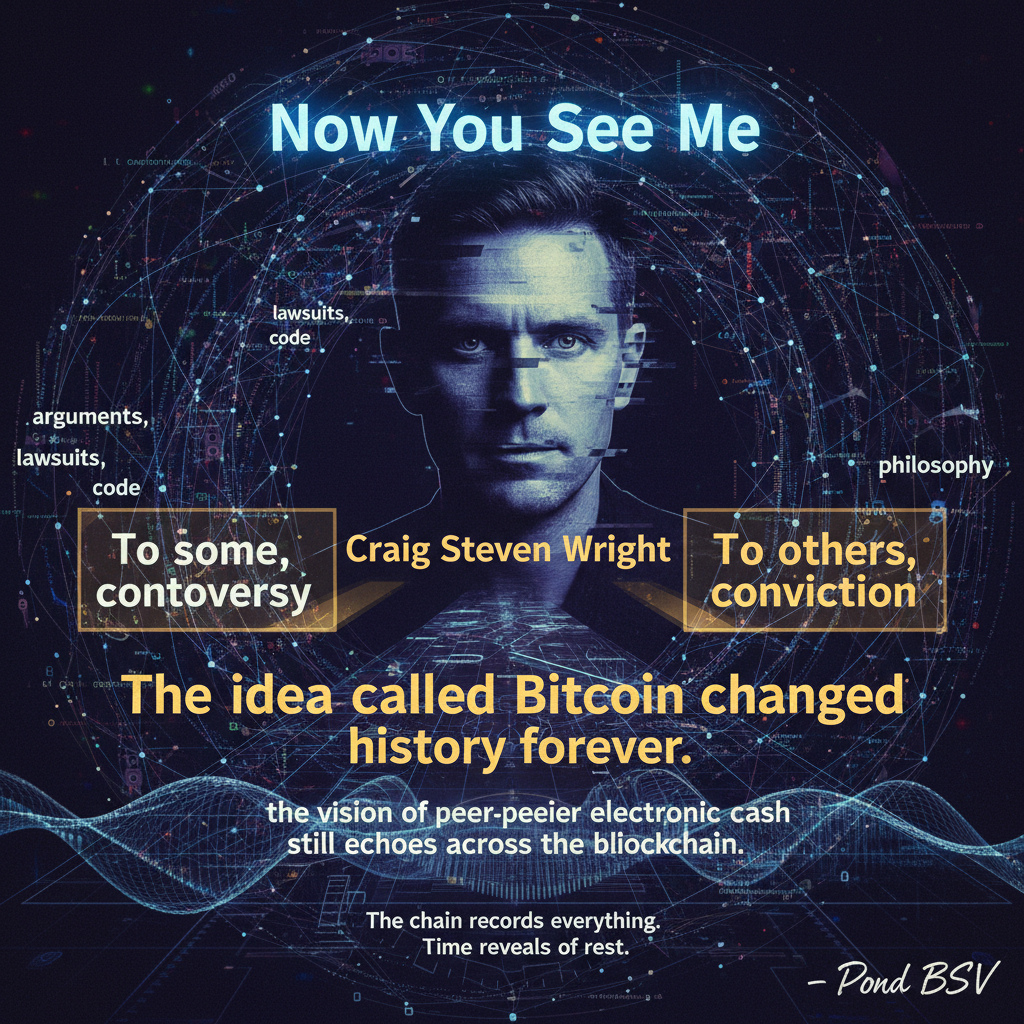 Now You See Me.
A name debated across the digital world:
Craig Steven Wright
To some, controversy.
…