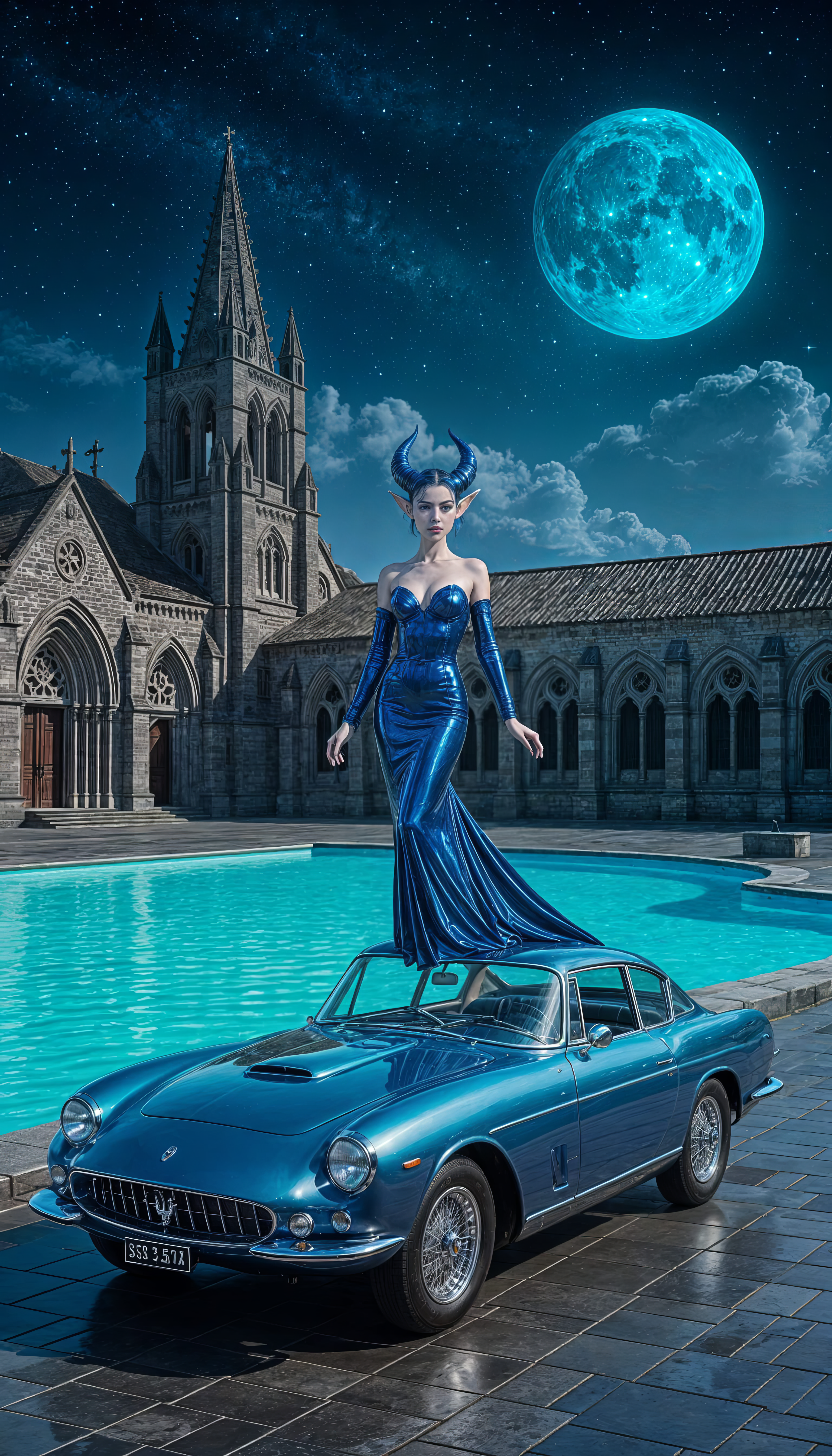 "Twice in a Blue Moon" 🏰🧿😈🔵🐈‍⬛
HiDream I1 Fast via NightCafe + Clarity Upscaler + Topaz Labs
#Maserat…