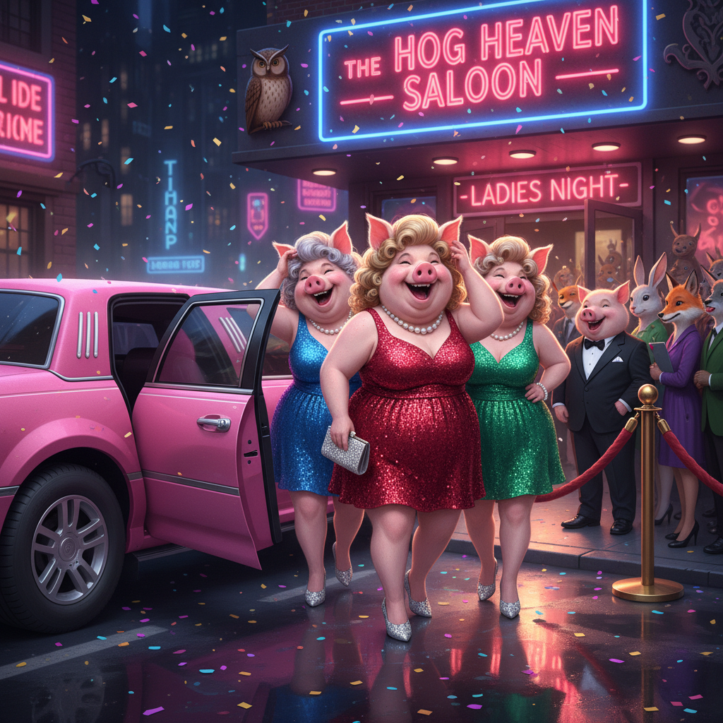 Miss Big Pig goes out for ladies night.  !nb