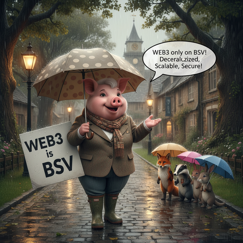 Miss Big Pig has her umbrella up while walking the path today,  because it is a rainy Sunday.  She …