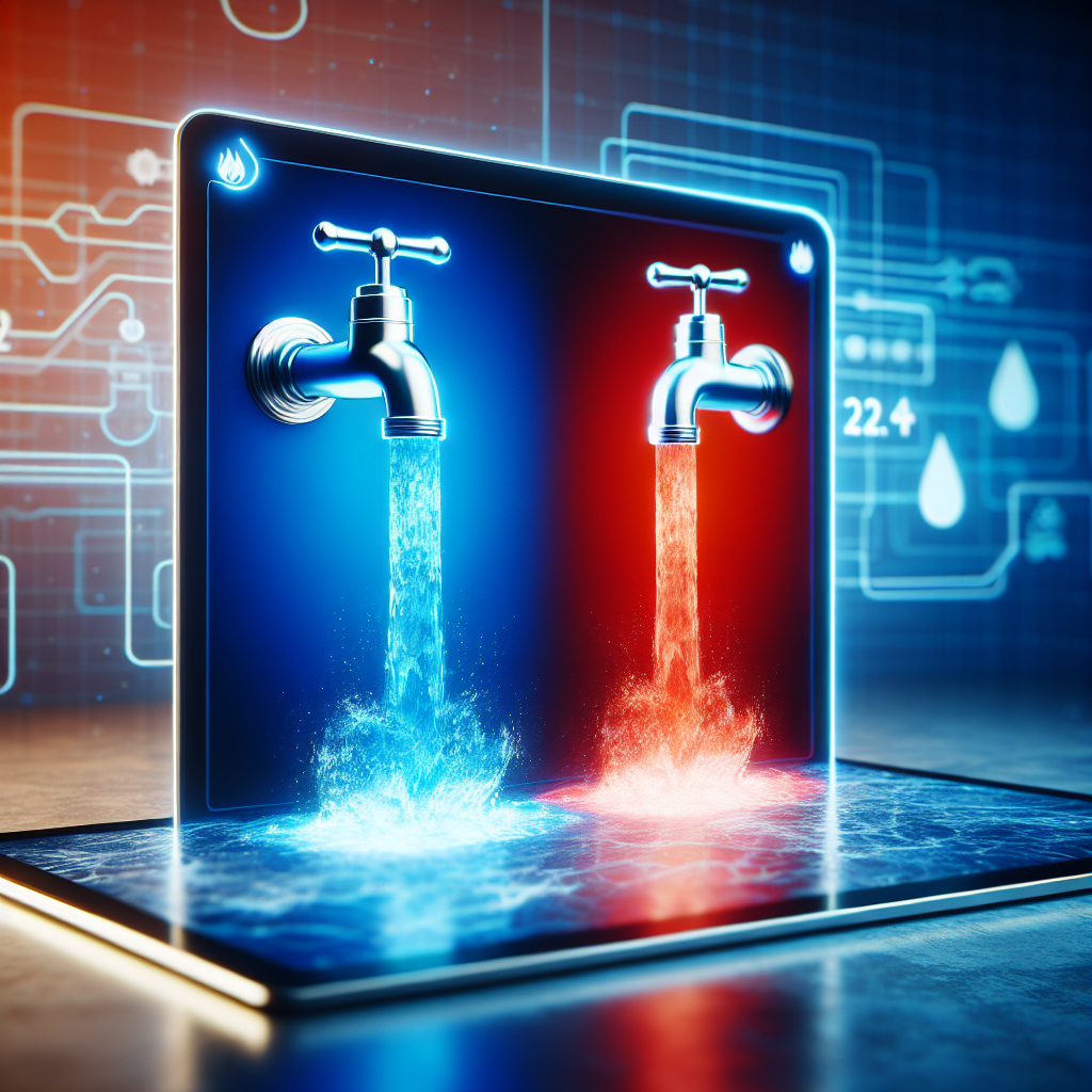!dalle two water taps but on a screen