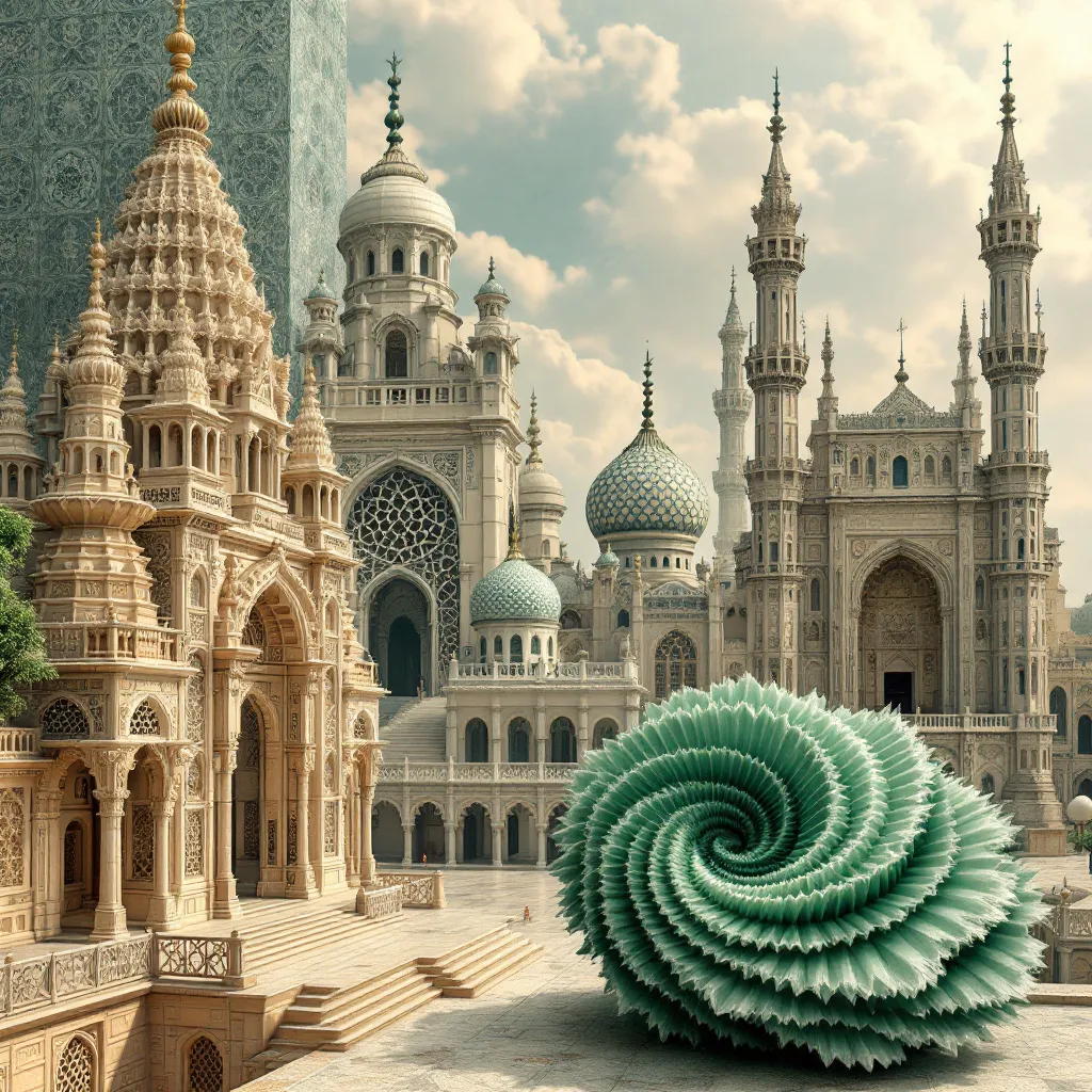 Hindu temples show fractal geometry at multiple scales
Gothic cathedrals have self-similar patterns…