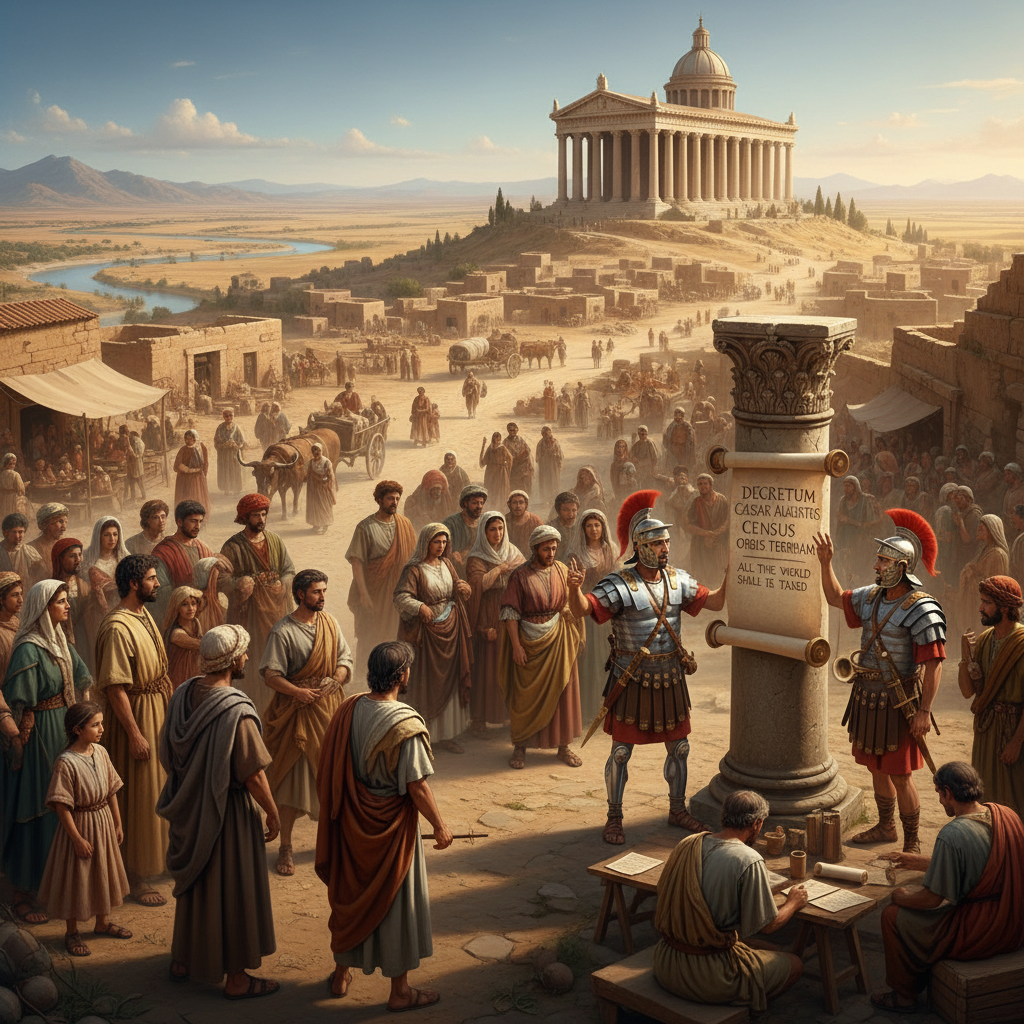 A decree went out from Caesar Augustus that all the world should be taxed- !nb