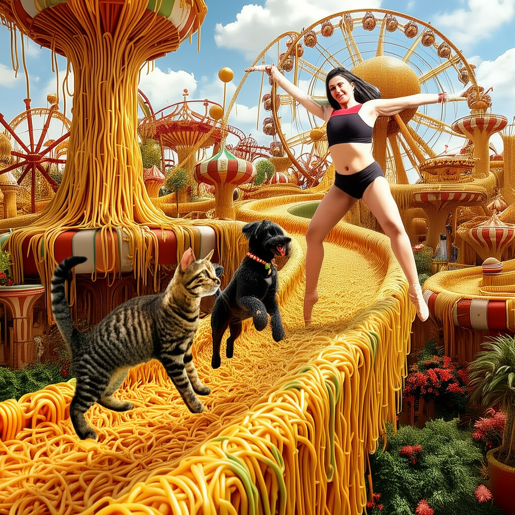ok that dancer is terrifying, let's replace her with a cat. !edit replace the dancer with a cat