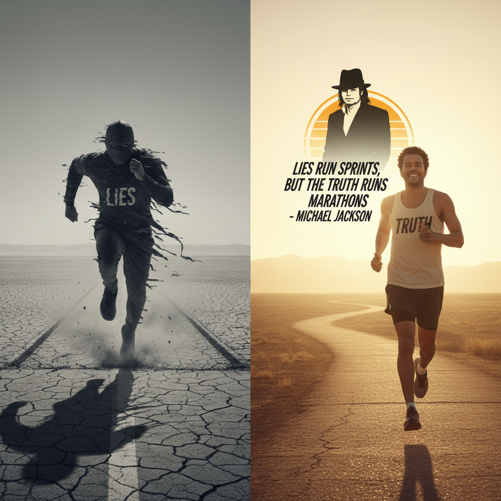 !nb Lies run sprints, but the truth runs marathons - Michael Jackson