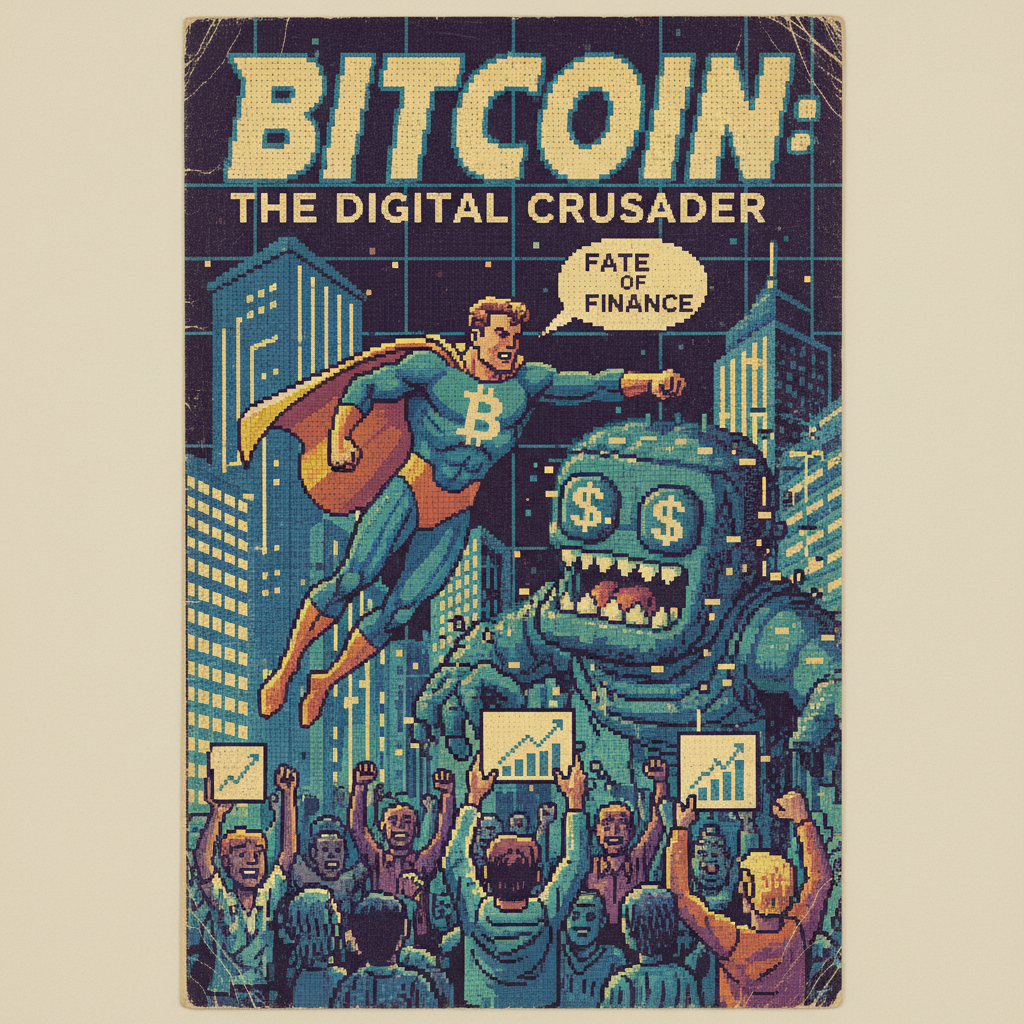 !nb BitCoin Comic book pixilated art cover