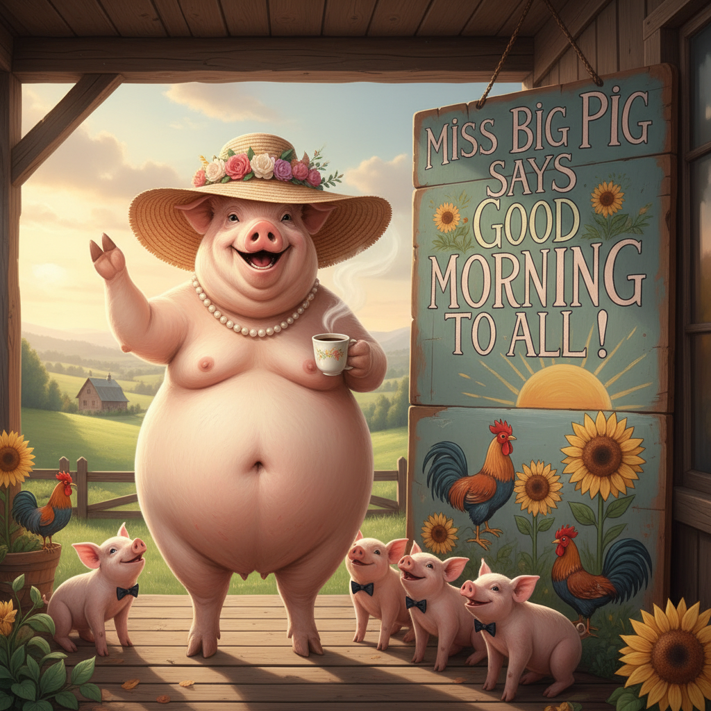 Miss Big Pig says good morning to all. !nb