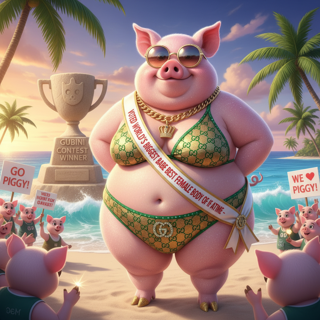 Voted worlds biggest babe and best fenale body of all tiem Miss Big Pig shows off abother Gucci Bik…