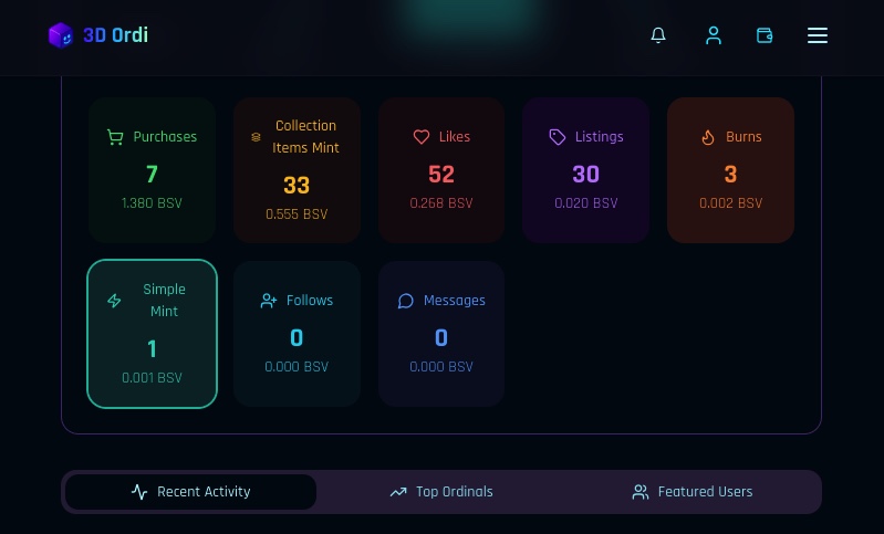 New to the @3dordi platform is the ability to track Ordinals burns and Simple Ordinal Mints on the …