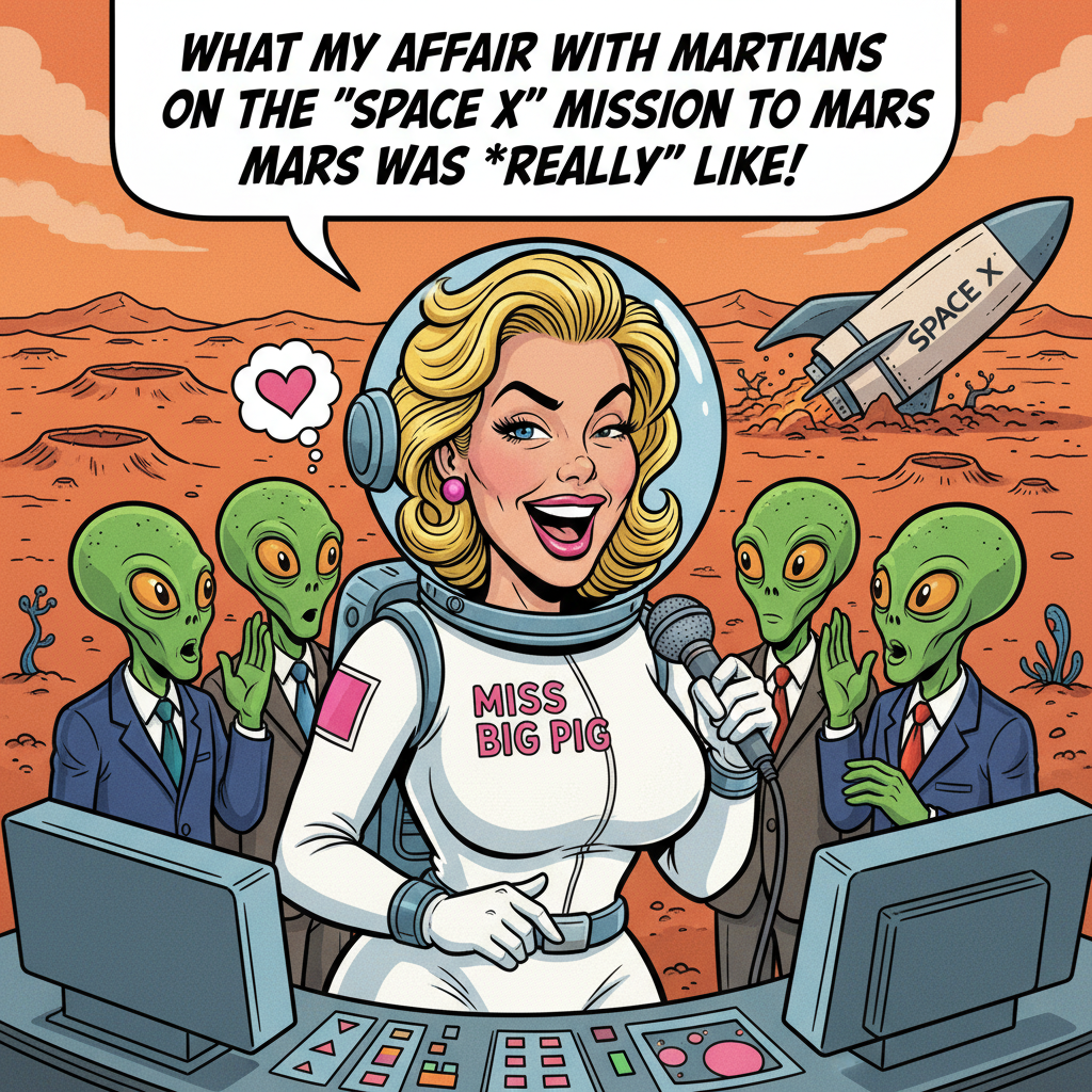 Sex goddess Miss big pig talk what  affair with Martians while on Spaxe x mission to mars was reall…