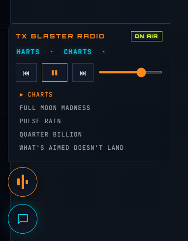 [[TXBLASTER]]
📻 TX BLASTER RADIO IS LIVE 📻
The cannon has a soundtrack now.
Five original tracks, f…