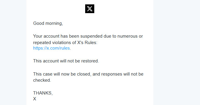 So my Twitter account was closed by X because I only post about Bitcoin SV (BSV). Freedom of speech…