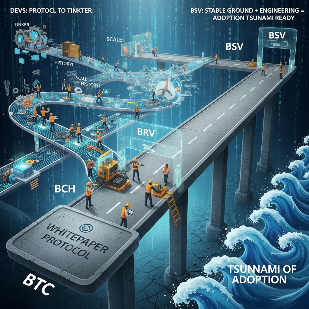 BTC and BCH are the same in that their devs all think that the whitepaper protocol is something to …