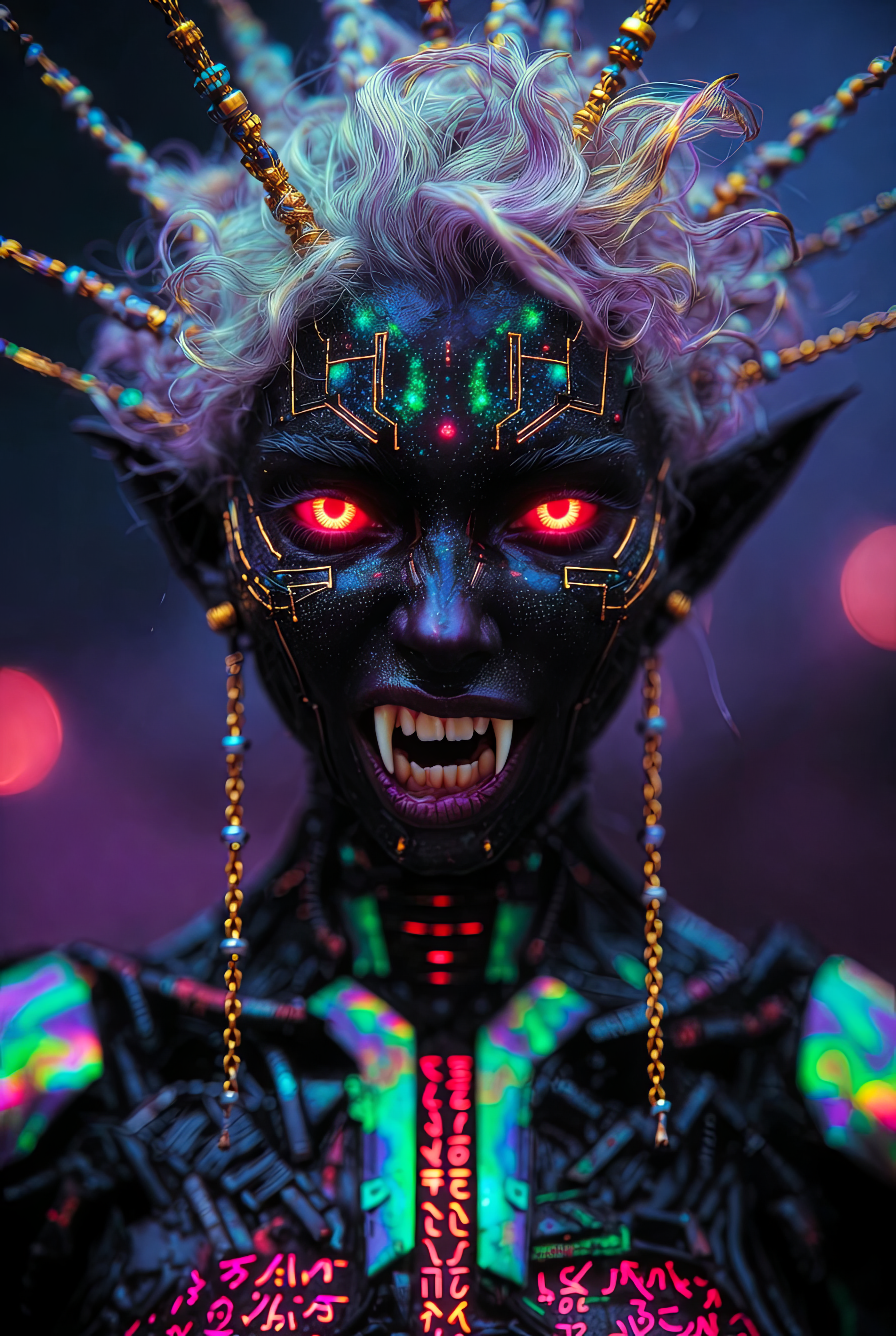 "Portrait of Zarael", Neon Succubus of the Chrome Abyss 💗 from my #VOiDViXEnS series for VOiD VOiCe…
