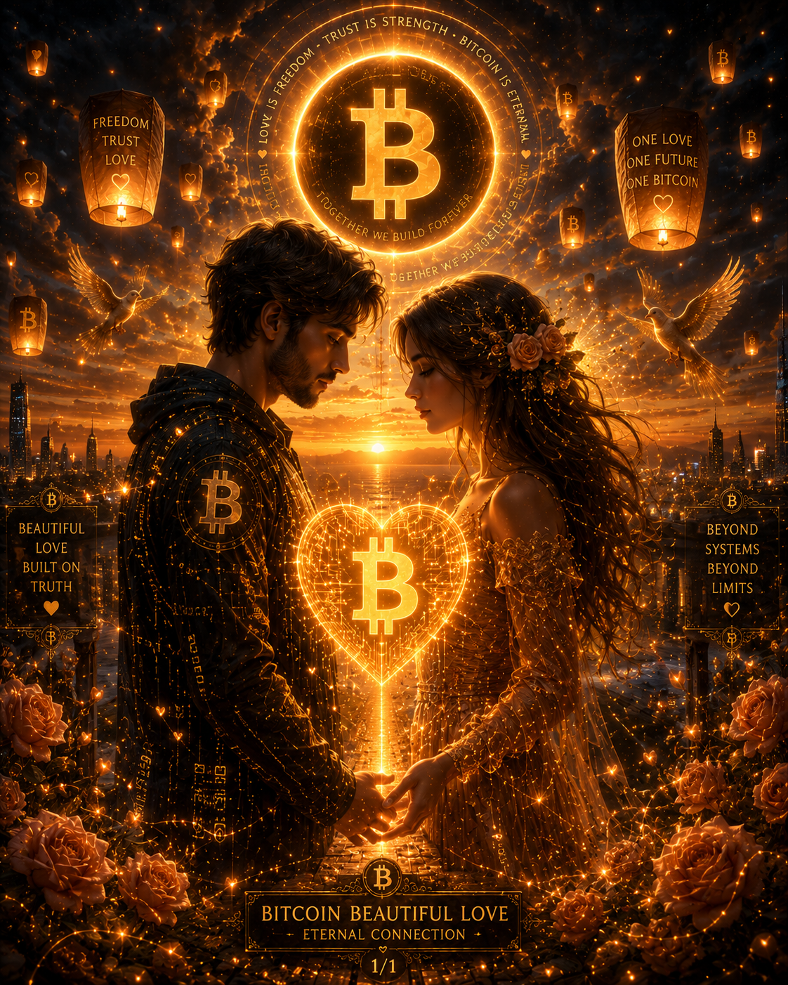 💖 FOR SALE — 1/1 NFT 💖
🟠 BITCOIN BEAUTIFUL LOVE — ETERNAL CONNECTION 🟠
A cinematic 1/1 artwork symb…