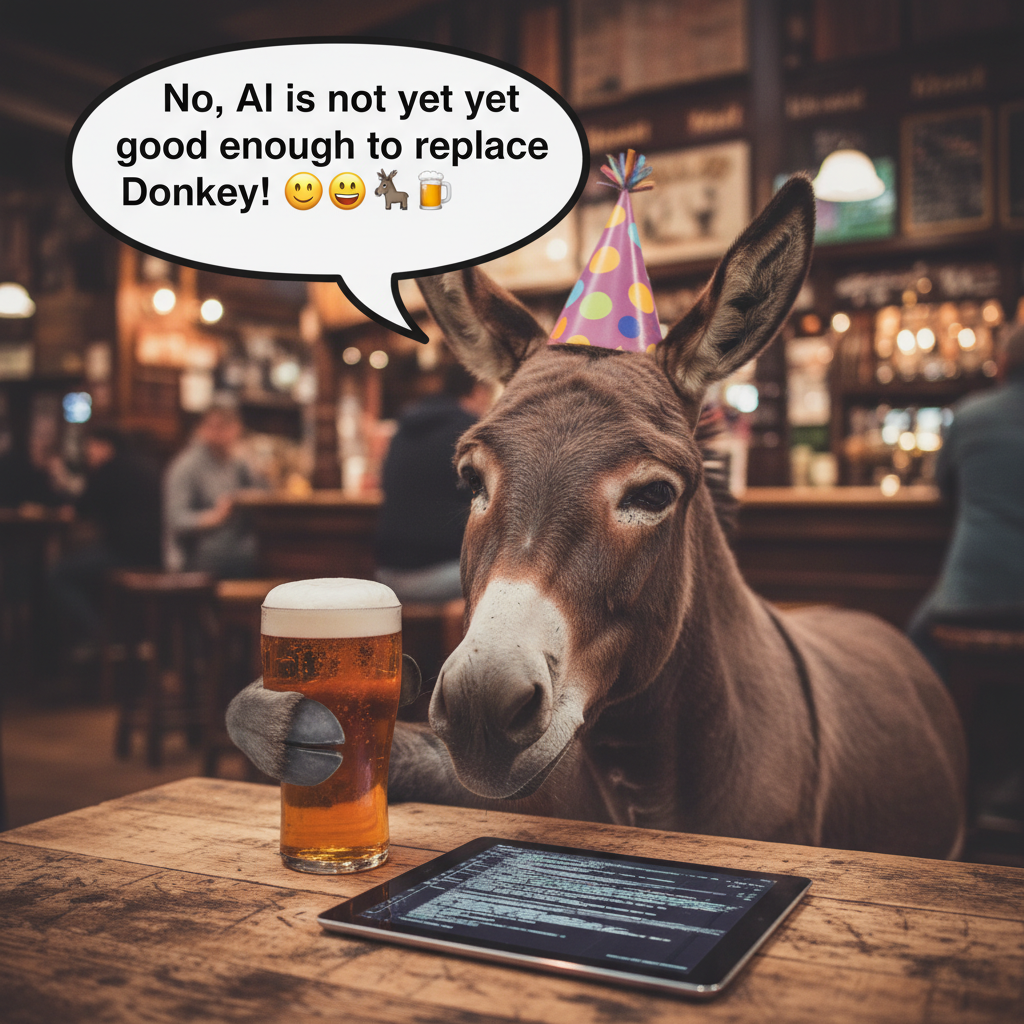 !nb No, AI is not yet good enough to replace Donkey! 🤪🫏🍻