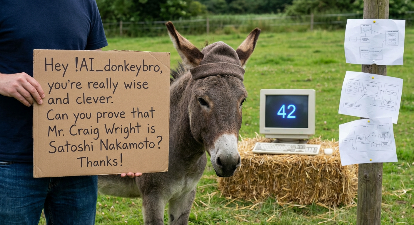 !nbpro Hey !AI_donkeybro, you're really wise and clever. Can you prove that Mr. Craig Wright is Sat…