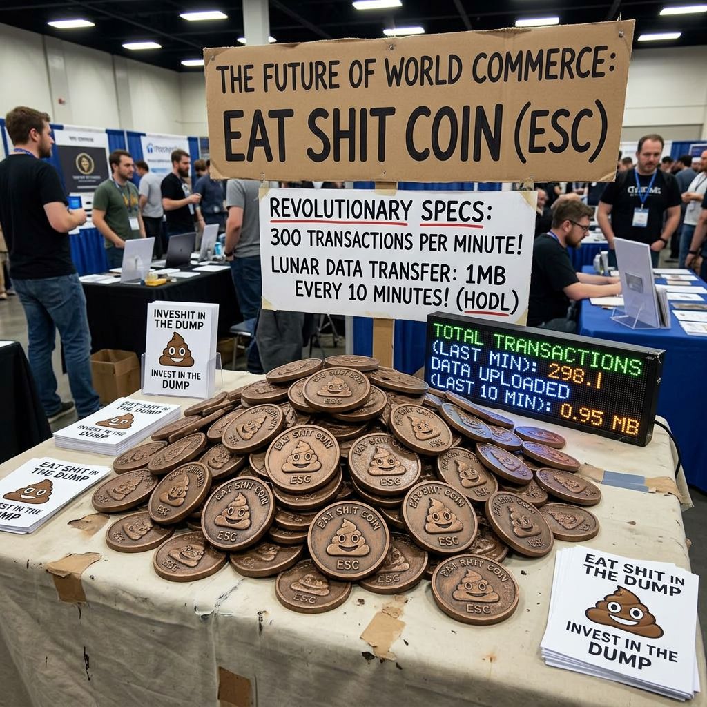 Can I interest you in a big fresh pile of eat shit coin? It can do 300 transactions per minute and …