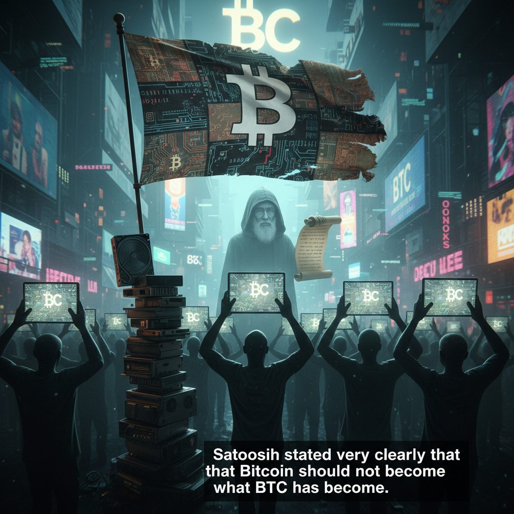 !nb Satoshi stated very clearly that Bitcoin should not become what BTC has become, yet you still p…
