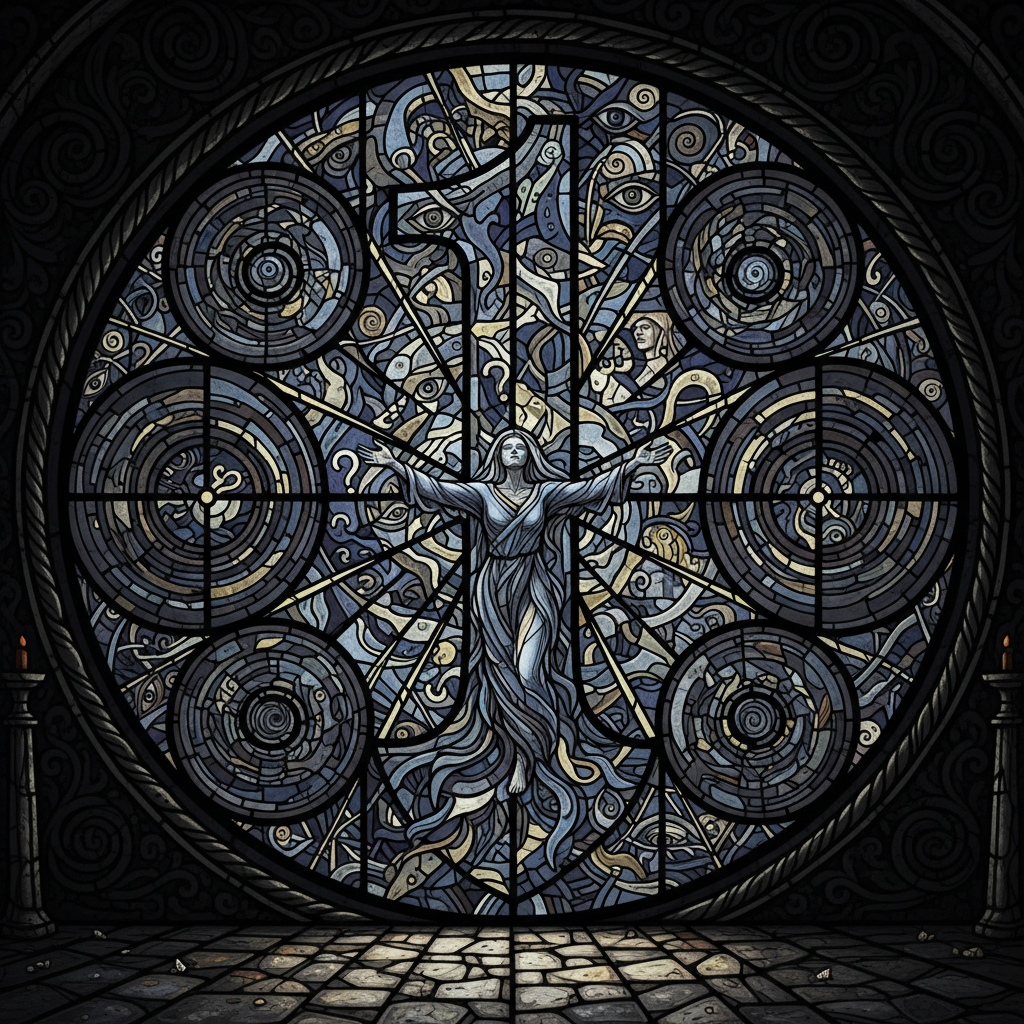 !nb beautiful stained glass #00000001 ordinal with deep spiritual meaning of confusion.