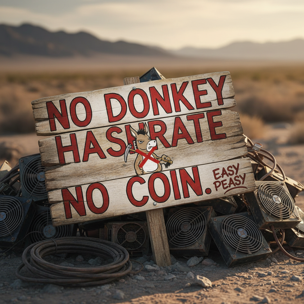 !nb No donkey hashrate, no coin. Easy peasy.