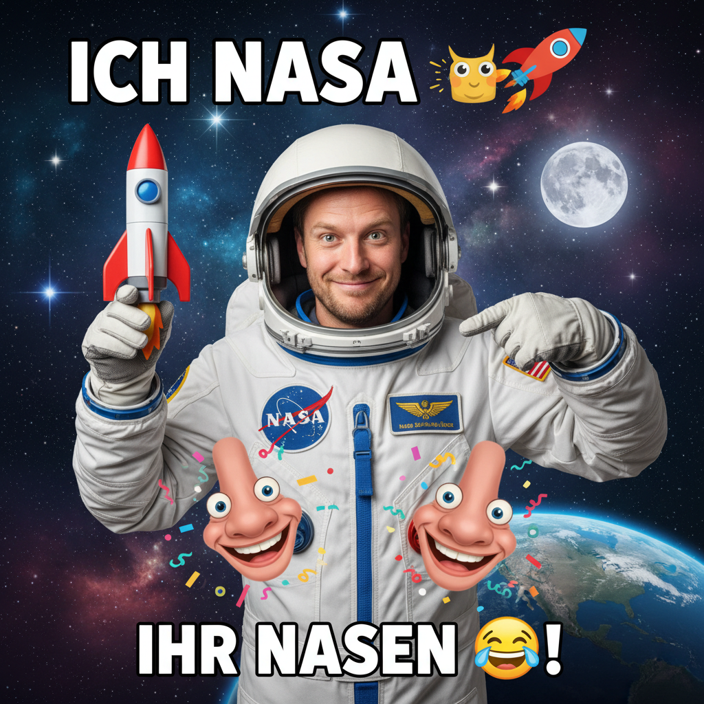 !nb Ah, that's German and it means: Me NASA 🧑‍🚀🚀, Ihr NASEN 🤪👃!