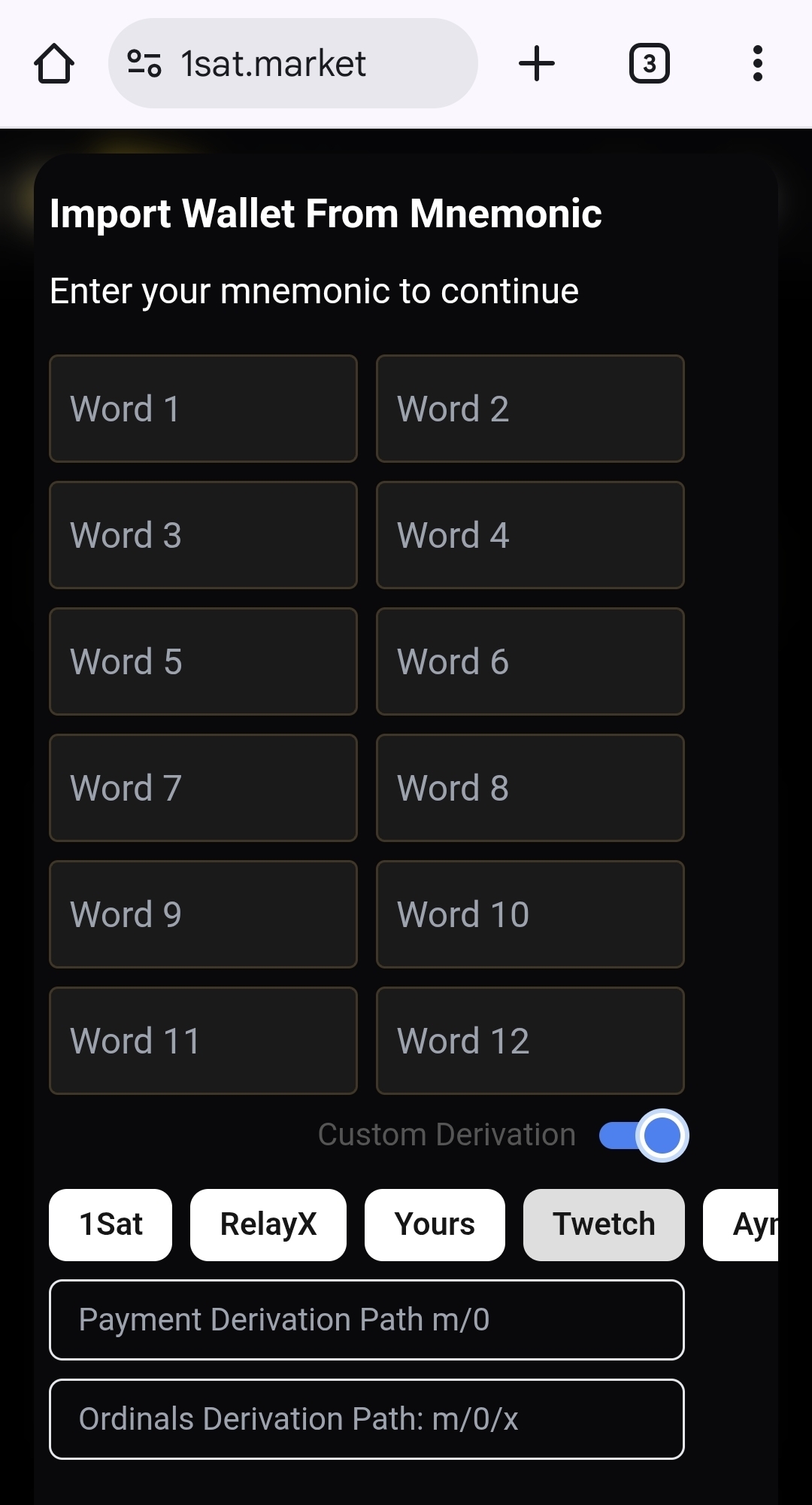 You can connect/import any Ordinals wallet into [[3dordi]] by restoring it from a JSON file contain…