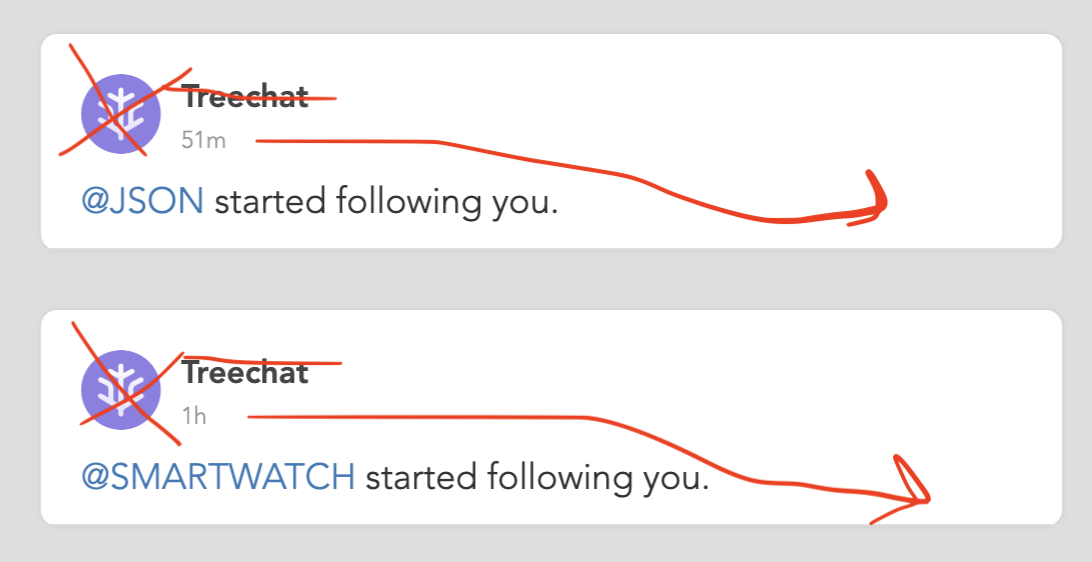 make notifications more compact. I know I'm using treechat, I don't need to be reminded on every no…