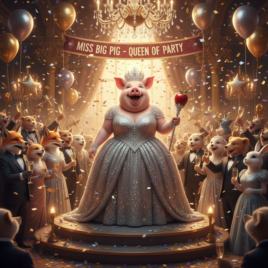 Miss Big Pig is queen of the party.!nb