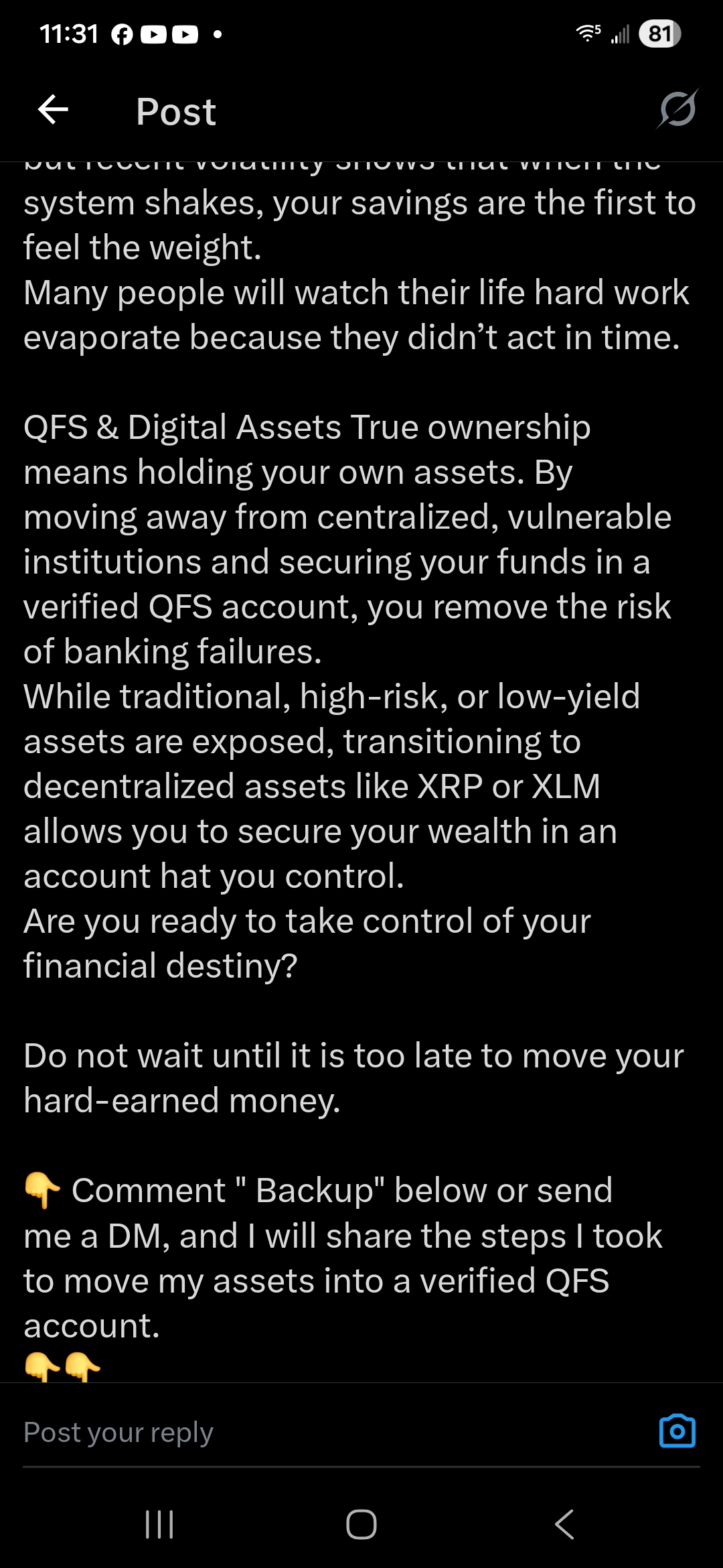 He also said Xrp is the answer.  So fake acct?  Misdirection by design.